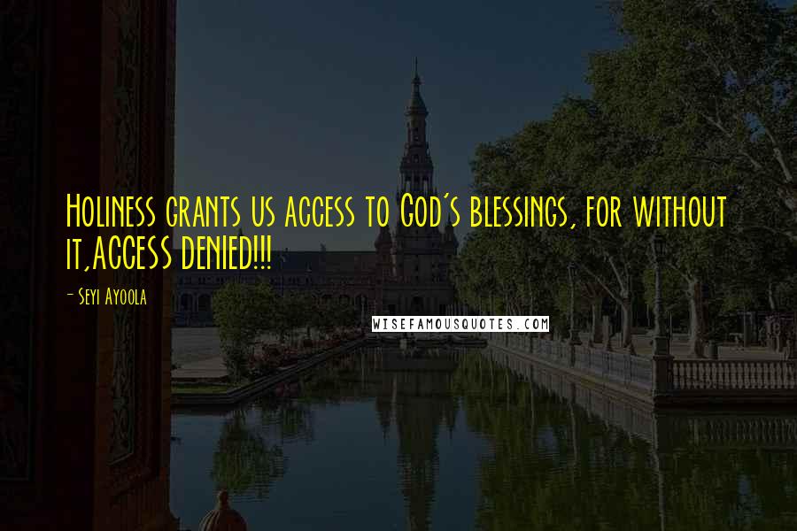 Seyi Ayoola Quotes: Holiness grants us access to God's blessings, for without it,ACCESS DENIED!!!