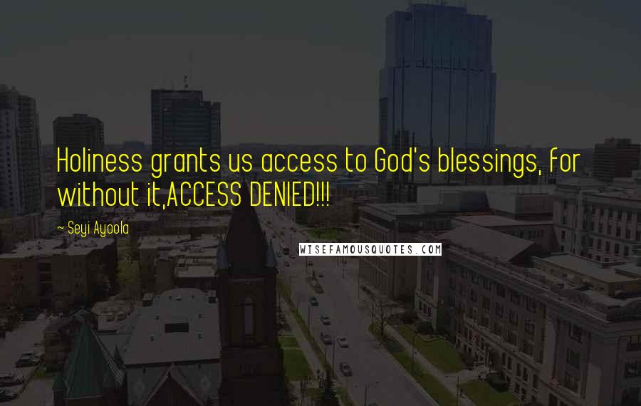 Seyi Ayoola Quotes: Holiness grants us access to God's blessings, for without it,ACCESS DENIED!!!