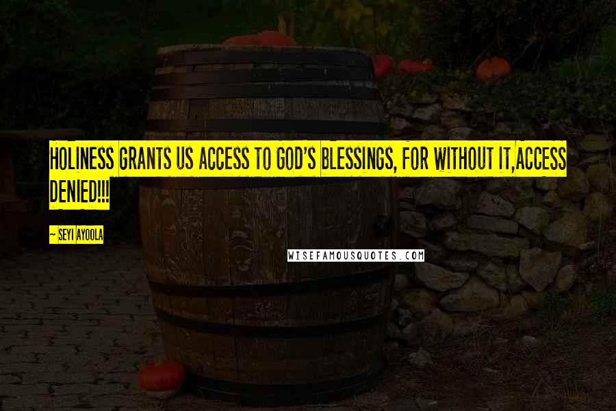 Seyi Ayoola Quotes: Holiness grants us access to God's blessings, for without it,ACCESS DENIED!!!