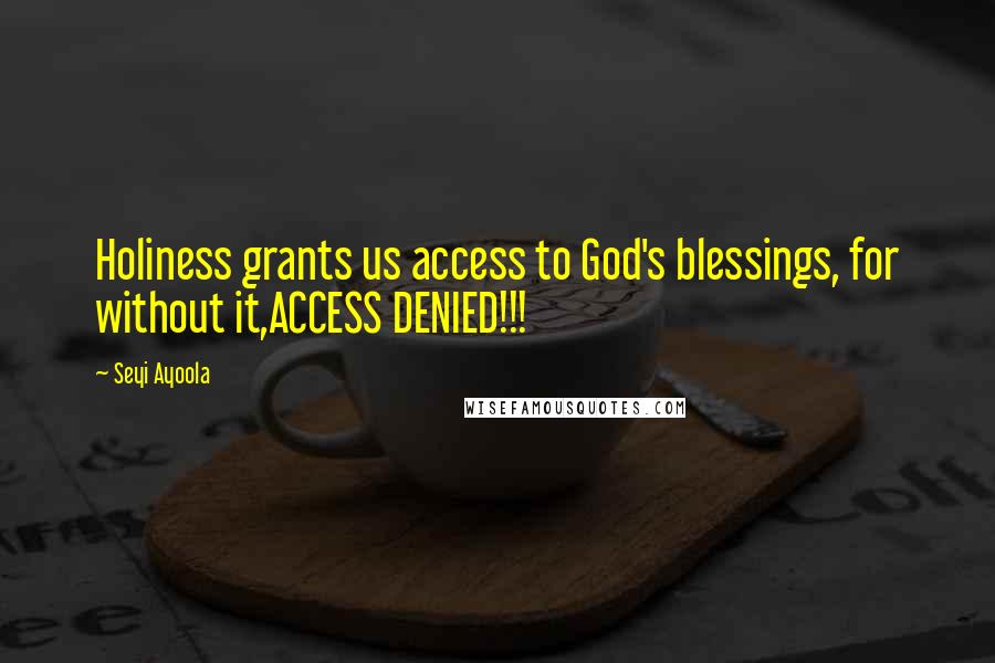 Seyi Ayoola Quotes: Holiness grants us access to God's blessings, for without it,ACCESS DENIED!!!