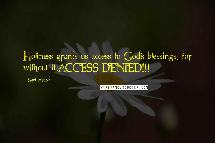 Seyi Ayoola Quotes: Holiness grants us access to God's blessings, for without it,ACCESS DENIED!!!
