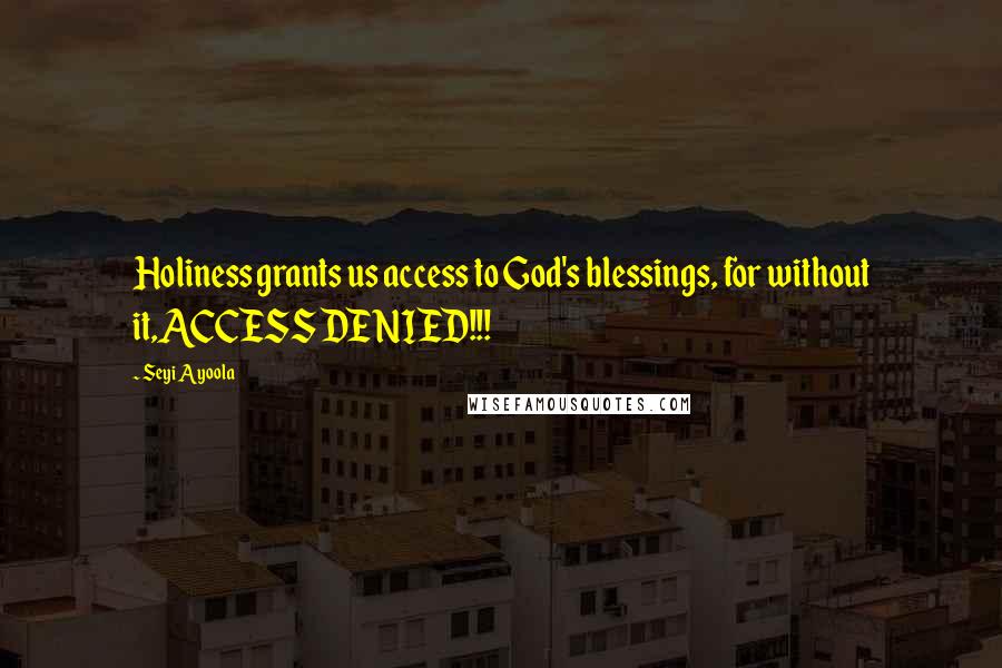 Seyi Ayoola Quotes: Holiness grants us access to God's blessings, for without it,ACCESS DENIED!!!