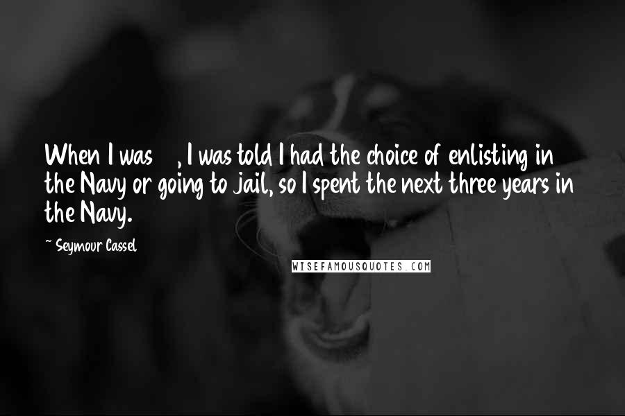 Seymour Cassel Quotes: When I was 17, I was told I had the choice of enlisting in the Navy or going to jail, so I spent the next three years in the Navy.