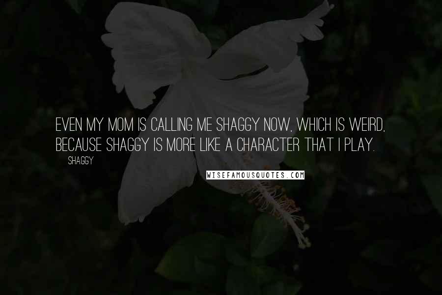 Shaggy Quotes: Even my mom is calling me Shaggy now, which is weird, because Shaggy is more like a character that I play.