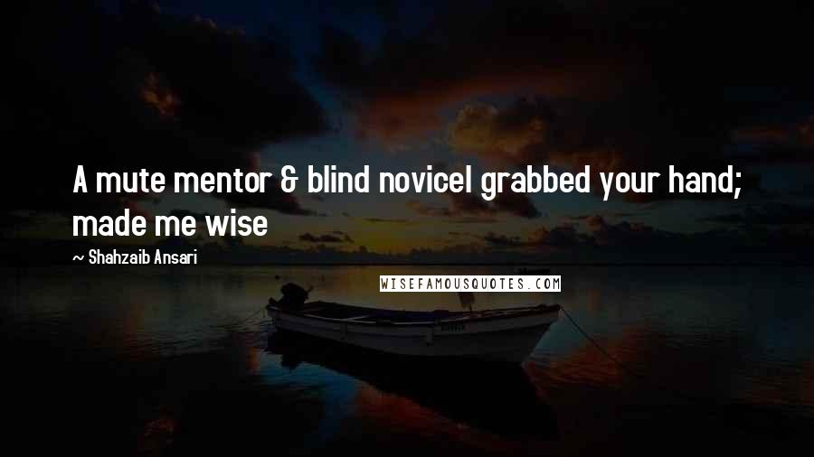 Shahzaib Ansari Quotes: A mute mentor & blind noviceI grabbed your hand; made me wise