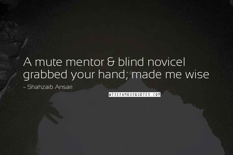 Shahzaib Ansari Quotes: A mute mentor & blind noviceI grabbed your hand; made me wise