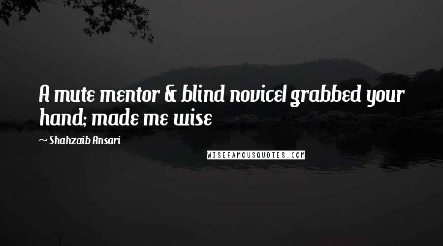 Shahzaib Ansari Quotes: A mute mentor & blind noviceI grabbed your hand; made me wise