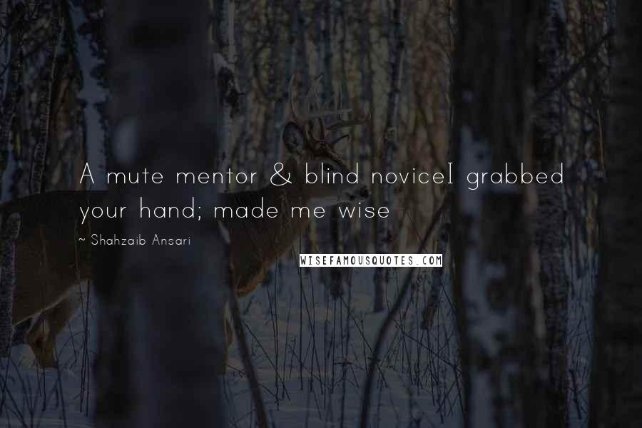 Shahzaib Ansari Quotes: A mute mentor & blind noviceI grabbed your hand; made me wise