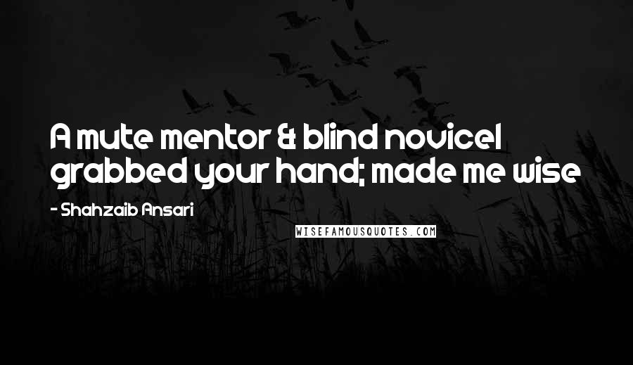 Shahzaib Ansari Quotes: A mute mentor & blind noviceI grabbed your hand; made me wise