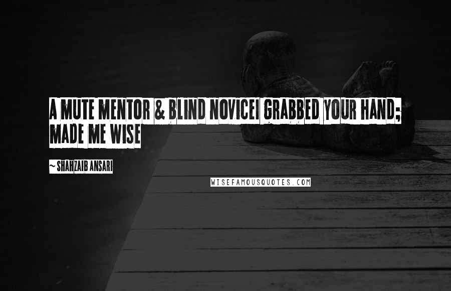 Shahzaib Ansari Quotes: A mute mentor & blind noviceI grabbed your hand; made me wise