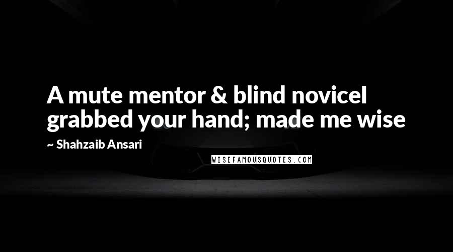 Shahzaib Ansari Quotes: A mute mentor & blind noviceI grabbed your hand; made me wise