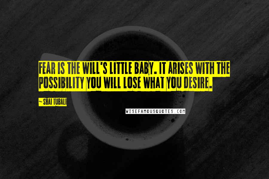 Shai Tubali Quotes: Fear is the will's little baby. It arises with the possibility you will lose what you desire.