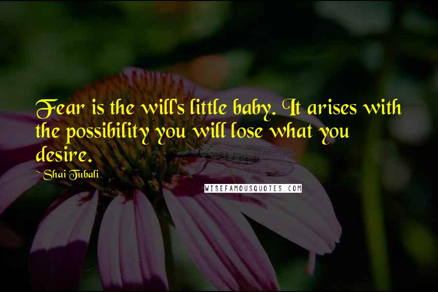 Shai Tubali Quotes: Fear is the will's little baby. It arises with the possibility you will lose what you desire.