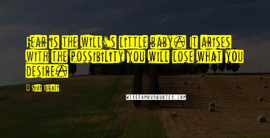 Shai Tubali Quotes: Fear is the will's little baby. It arises with the possibility you will lose what you desire.