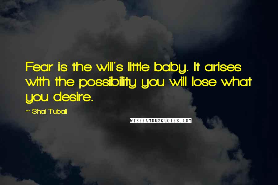 Shai Tubali Quotes: Fear is the will's little baby. It arises with the possibility you will lose what you desire.