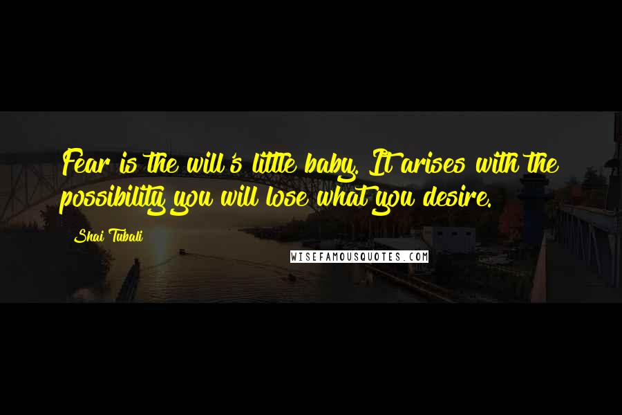 Shai Tubali Quotes: Fear is the will's little baby. It arises with the possibility you will lose what you desire.