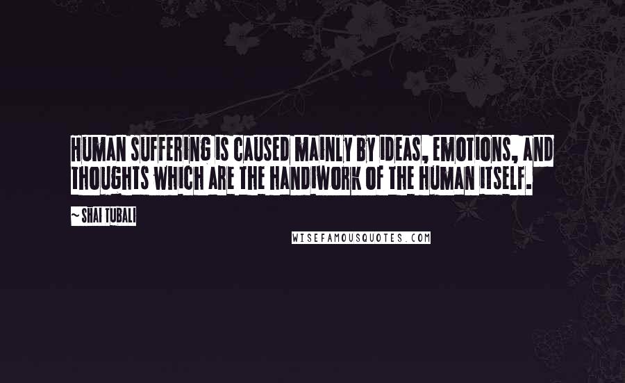 Shai Tubali Quotes: Human suffering is caused mainly by ideas, emotions, and thoughts which are the handiwork of the human itself.