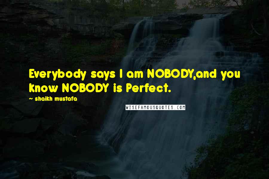 Shaikh Mustafa Quotes: Everybody says I am NOBODY,and you know NOBODY is Perfect.