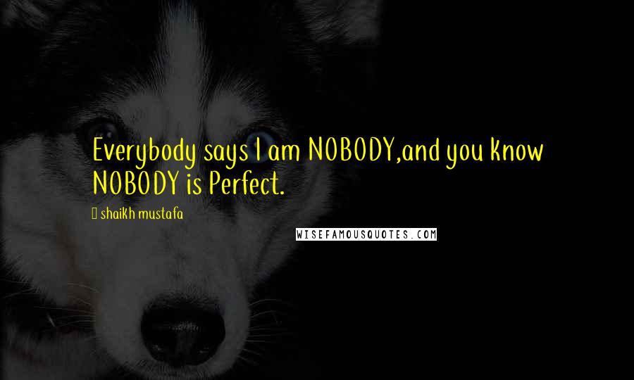 Shaikh Mustafa Quotes: Everybody says I am NOBODY,and you know NOBODY is Perfect.