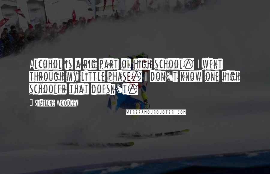 Shailene Woodley Quotes: Alcohol is a big part of high school. I went through my little phase. I don't know one high schooler that doesn't.