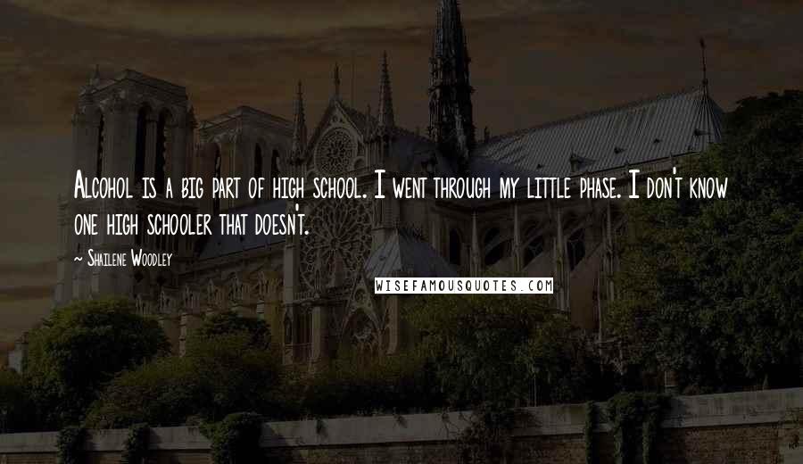 Shailene Woodley Quotes: Alcohol is a big part of high school. I went through my little phase. I don't know one high schooler that doesn't.