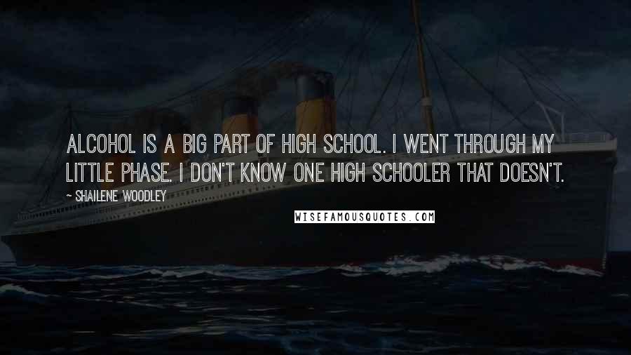 Shailene Woodley Quotes: Alcohol is a big part of high school. I went through my little phase. I don't know one high schooler that doesn't.