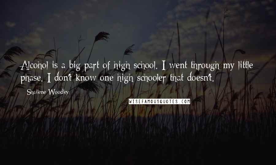 Shailene Woodley Quotes: Alcohol is a big part of high school. I went through my little phase. I don't know one high schooler that doesn't.