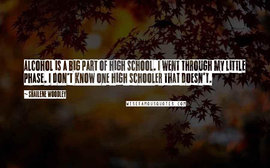 Shailene Woodley Quotes: Alcohol is a big part of high school. I went through my little phase. I don't know one high schooler that doesn't.