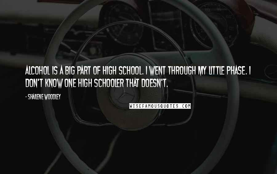 Shailene Woodley Quotes: Alcohol is a big part of high school. I went through my little phase. I don't know one high schooler that doesn't.