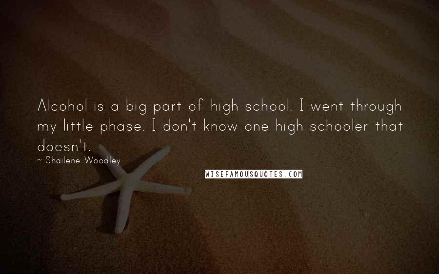 Shailene Woodley Quotes: Alcohol is a big part of high school. I went through my little phase. I don't know one high schooler that doesn't.