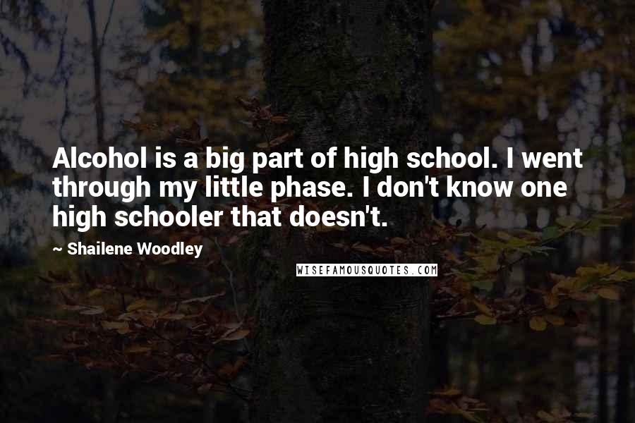 Shailene Woodley Quotes: Alcohol is a big part of high school. I went through my little phase. I don't know one high schooler that doesn't.