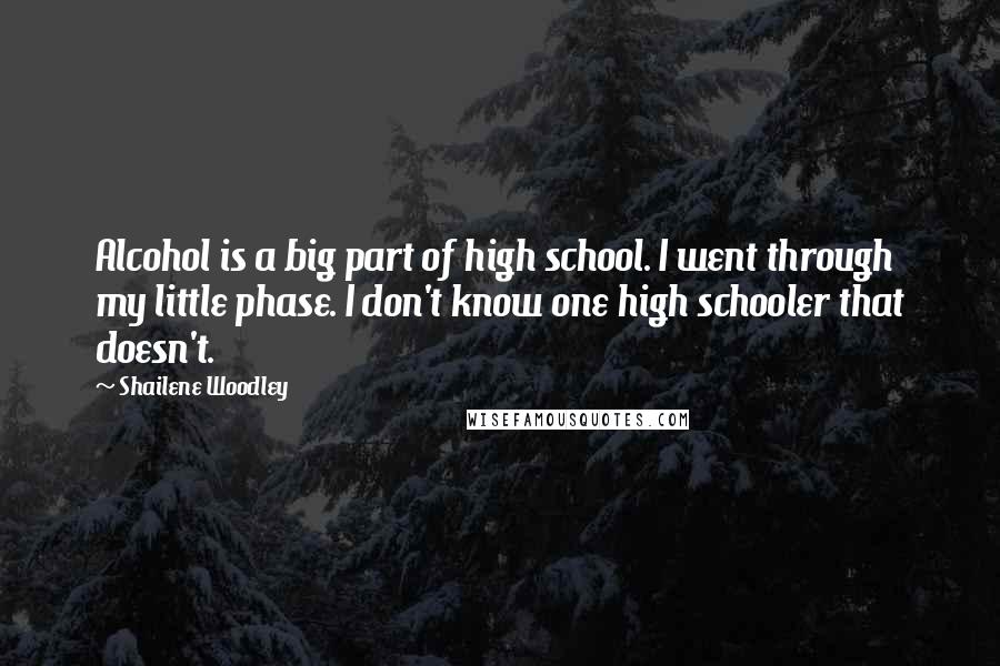 Shailene Woodley Quotes: Alcohol is a big part of high school. I went through my little phase. I don't know one high schooler that doesn't.