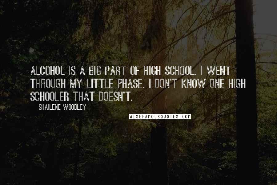 Shailene Woodley Quotes: Alcohol is a big part of high school. I went through my little phase. I don't know one high schooler that doesn't.