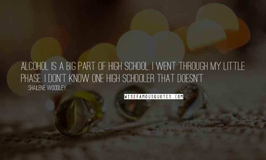 Shailene Woodley Quotes: Alcohol is a big part of high school. I went through my little phase. I don't know one high schooler that doesn't.