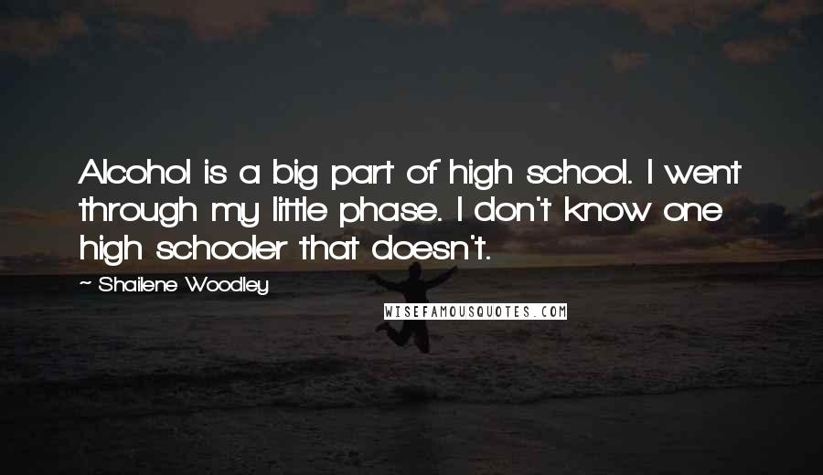 Shailene Woodley Quotes: Alcohol is a big part of high school. I went through my little phase. I don't know one high schooler that doesn't.