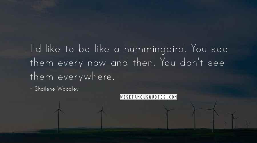 Shailene Woodley Quotes: I'd like to be like a hummingbird. You see them every now and then. You don't see them everywhere.