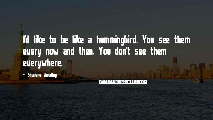 Shailene Woodley Quotes: I'd like to be like a hummingbird. You see them every now and then. You don't see them everywhere.