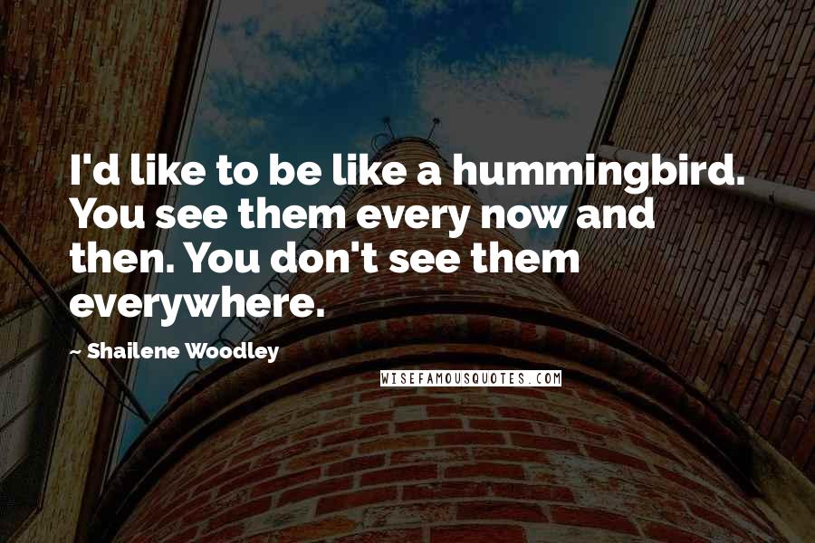 Shailene Woodley Quotes: I'd like to be like a hummingbird. You see them every now and then. You don't see them everywhere.