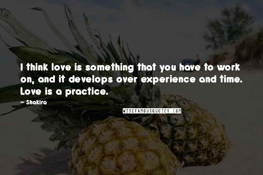 Shakira Quotes: I think love is something that you have to work on, and it develops over experience and time. Love is a practice.