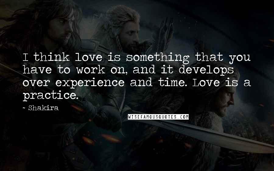 Shakira Quotes: I think love is something that you have to work on, and it develops over experience and time. Love is a practice.