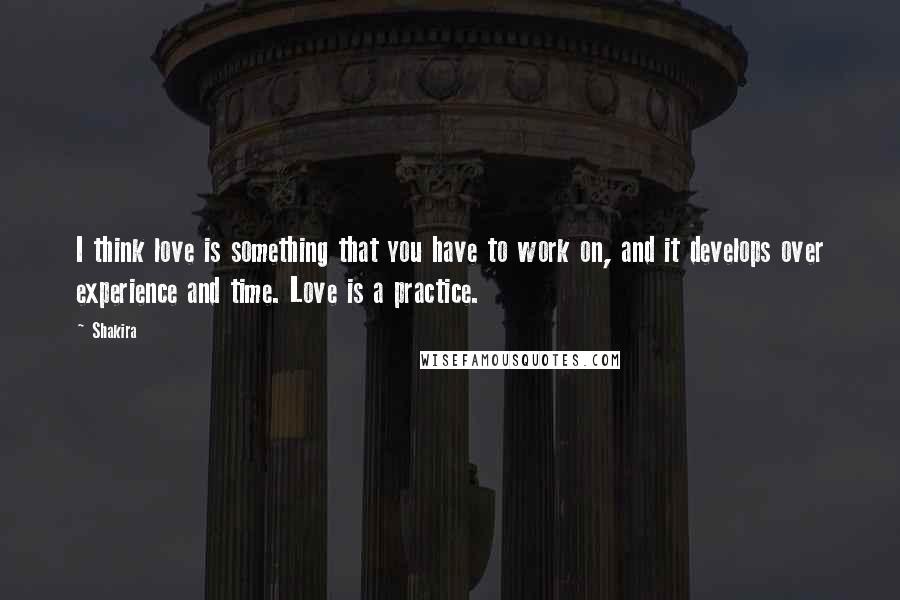 Shakira Quotes: I think love is something that you have to work on, and it develops over experience and time. Love is a practice.