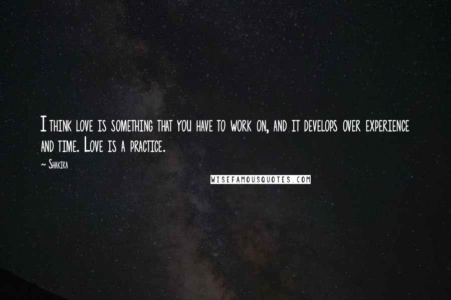 Shakira Quotes: I think love is something that you have to work on, and it develops over experience and time. Love is a practice.