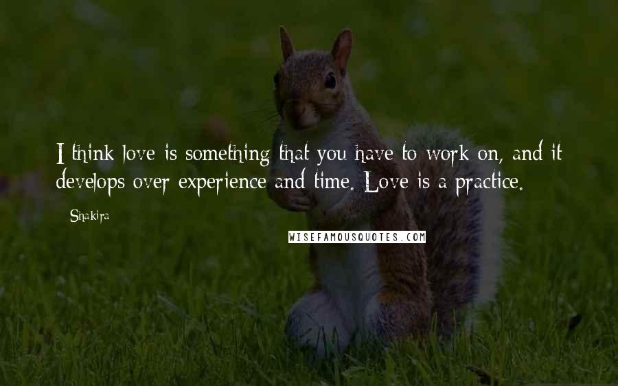 Shakira Quotes: I think love is something that you have to work on, and it develops over experience and time. Love is a practice.