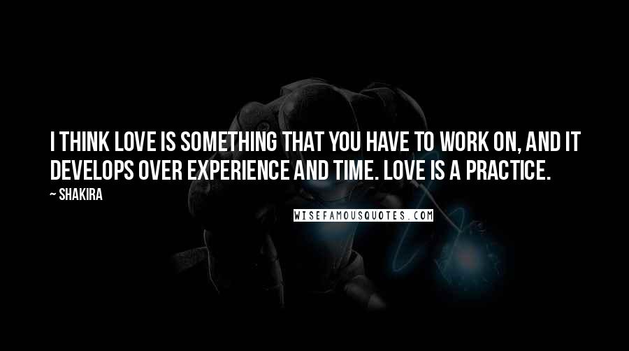 Shakira Quotes: I think love is something that you have to work on, and it develops over experience and time. Love is a practice.