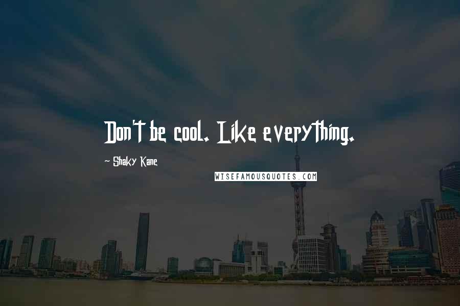 Shaky Kane Quotes: Don't be cool. Like everything.