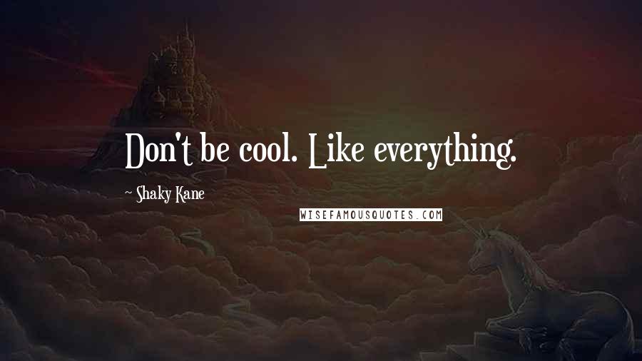 Shaky Kane Quotes: Don't be cool. Like everything.
