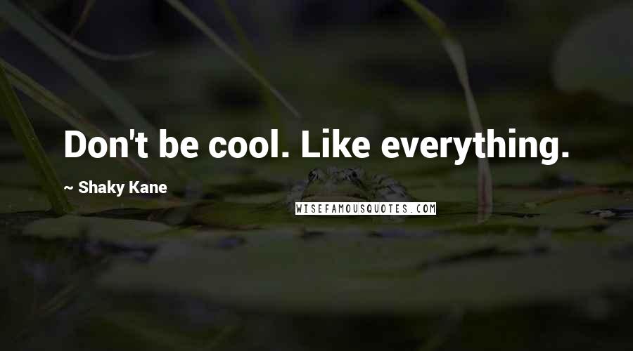 Shaky Kane Quotes: Don't be cool. Like everything.