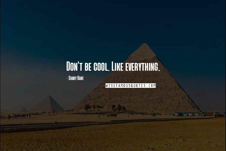 Shaky Kane Quotes: Don't be cool. Like everything.