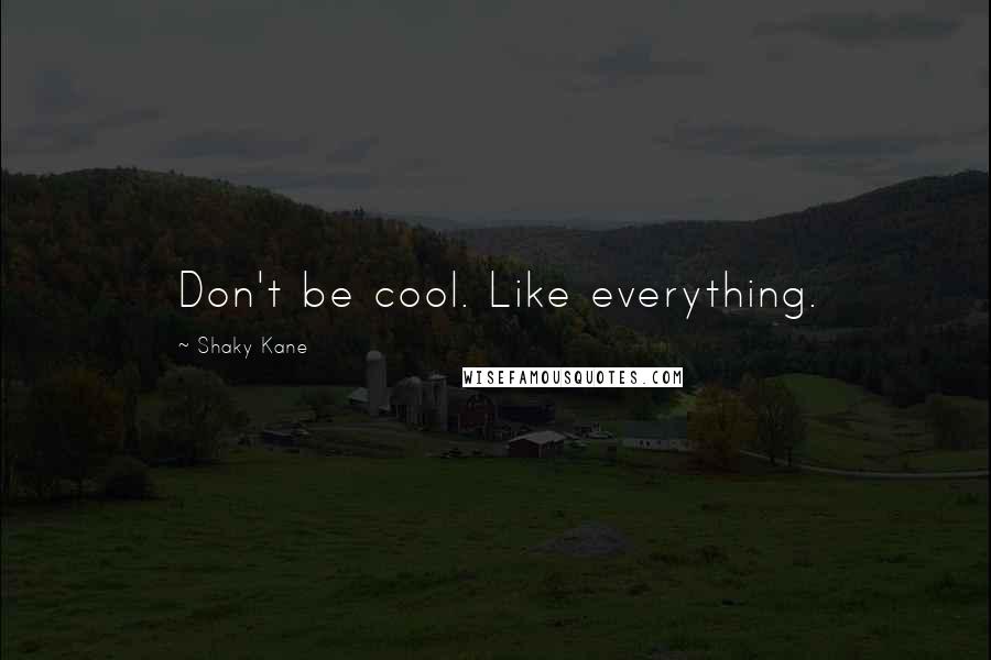 Shaky Kane Quotes: Don't be cool. Like everything.