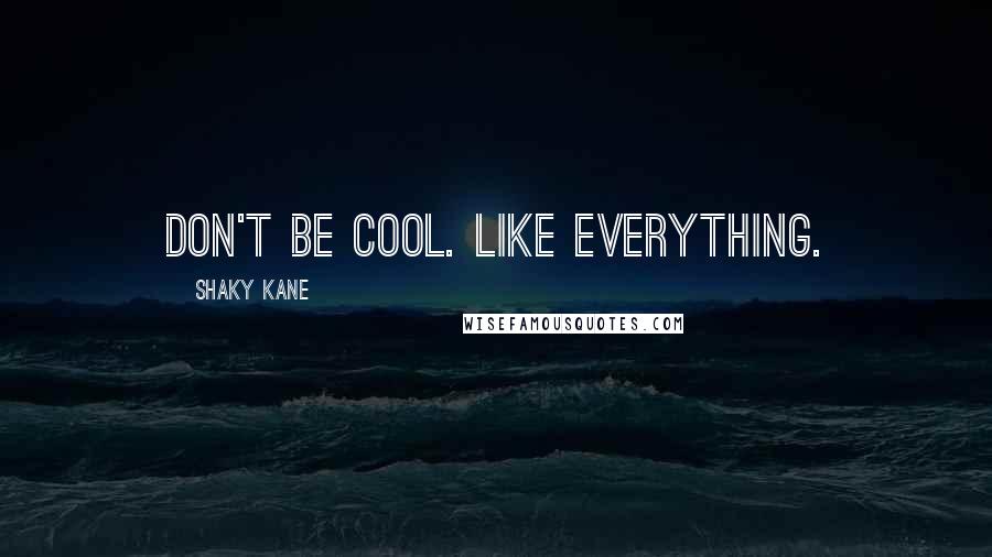 Shaky Kane Quotes: Don't be cool. Like everything.